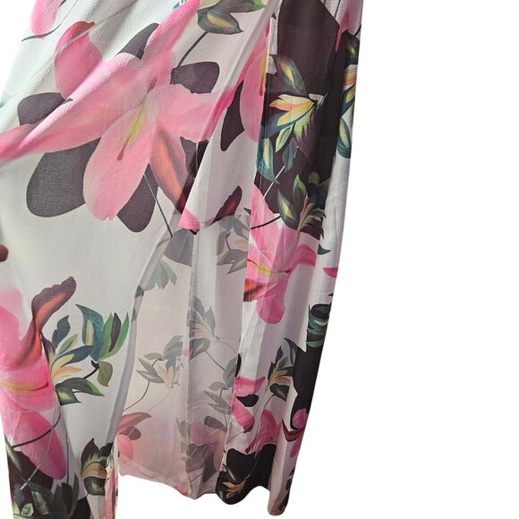 Parisian Petite Floral Maxi Dress With Off-Shoulder Design Sheer Overlay & Tie-S - Picture 6 of 8